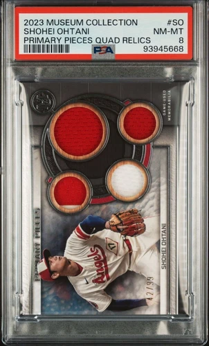 2023 Museum Collection Shohei Ohtani Primary Pieces Quad Relics 42/99 PSA 8