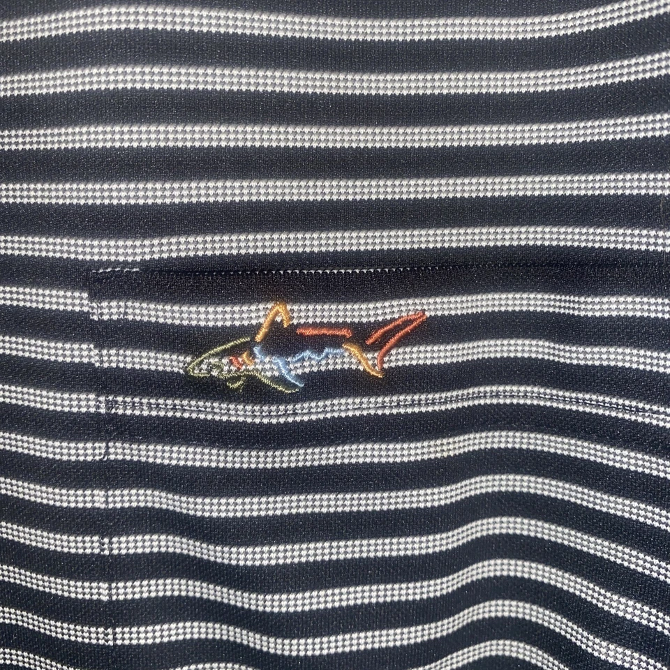 Polo Greg Norman a Rayas Para Hombres XL Negro Rayas Golf Rendimiento Poliéster Dri Fit Foto 3 de 4