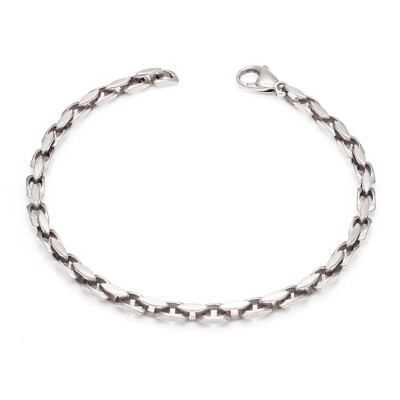 14k White Gold Handmade Fashion Link Bracelet 9.5'' 4.3mm 19.4 grams