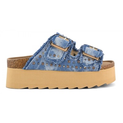 COLORS OF CALIFORNIA SLIPPER DENIM PLATFORM HC.BES41