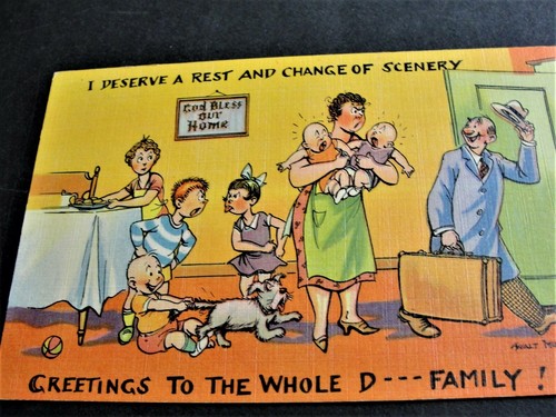 Greeting to the whole D... Family! - Unposted Humor Comic Postcard. - Picture 3 of 4