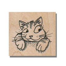 Wood Mounted Rubber Stamp, CAT LOOKING, Kitty, Cat Stamp, Eyes,Humor,Cute,Kitten