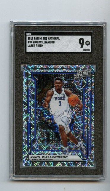 2019 Panini National Zion Williamson Lazer Prizm Pelicans #94⭐️💥🎯 SGC Graded 9
