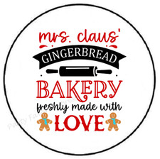 MRS CLAUS GINGERBREAD BAKERY ENVELOPE SEALS LABELS STICKERS PARTY FAVORS