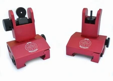 Rifle Iron Sights BUIS 2 Piece Front and Rear Flip Up Rifle Gun RED