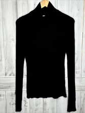 JOAH BROWN BLACK STRETCH RIBBED KNIT CLASSIC LONG SLEEVE TURTLENECK SHIRT M/L