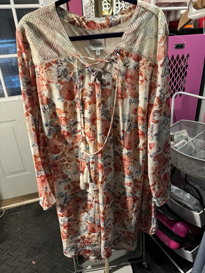 HAUTE hippie tribe size 3X dress floral long sleeve - Image 4 of 4
