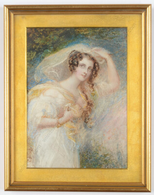 Mrs. Anne Mee (1770/75 - 1851) ''Portrait of a young lady'', fine large miniature