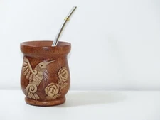 Wooden Algarrobo Mate Cup + Straw + Gift - Yerba Mate Tea - Handmade - Argentina