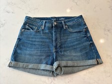 Old Navy Women's Size 12 High Rise O.G. Straight Dark Wash Cuffed Jean Shorts