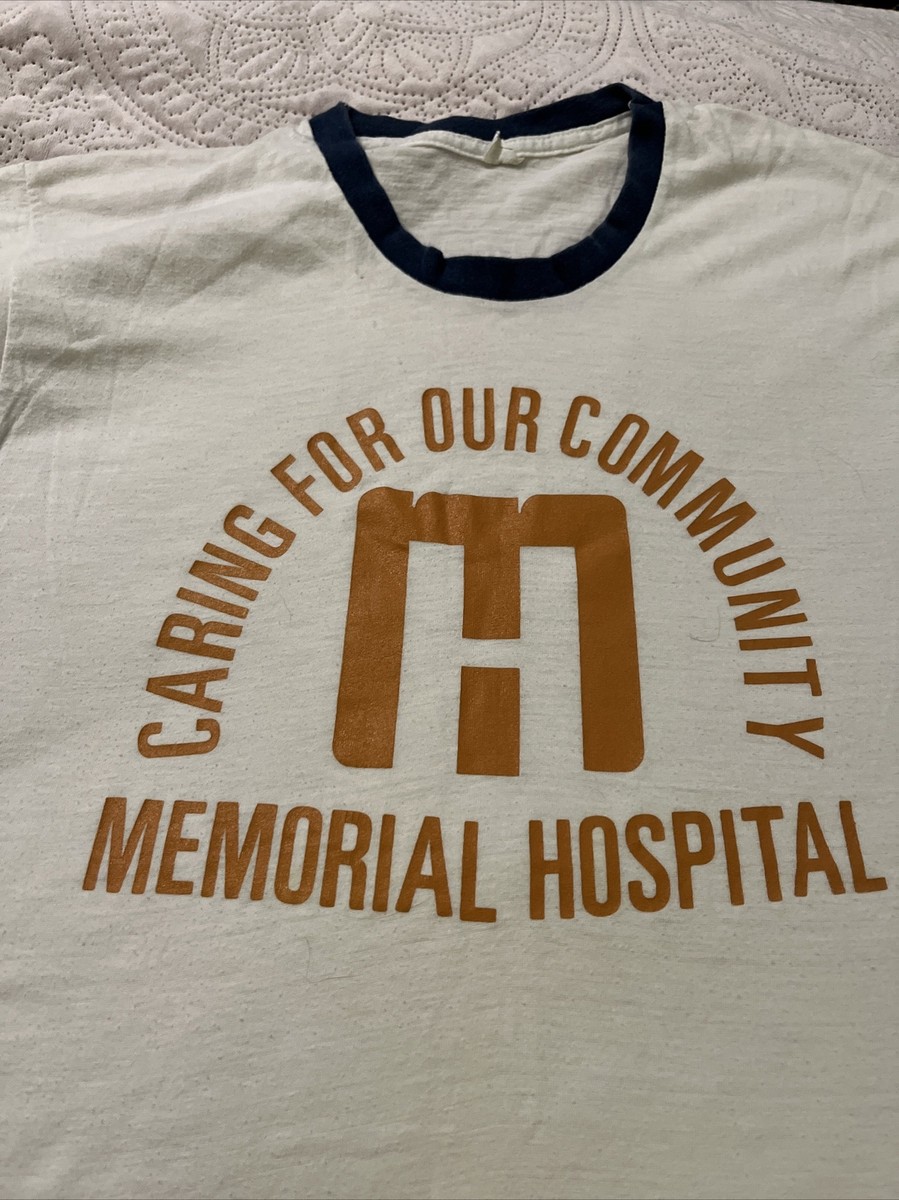 1980’s CARING FOR OUR COMMUNITY MEMORIAL HOSPITAL XL GRAPHIC VT-SHIRT RARE VTG