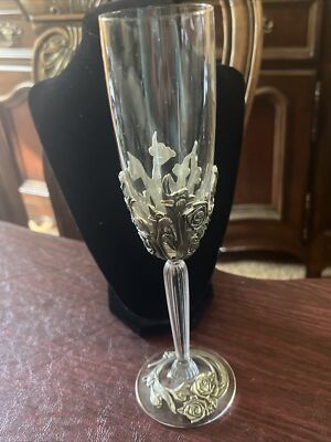 Royal Selangor Champagne Glass Flute Pewter Rose Stemware Wedding, One Nice!