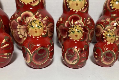 Bambola russa vintage Ceprueb Nocag dipinta a mano firmata nidificazione set 20 pezzi rara - Foto 9 di 21