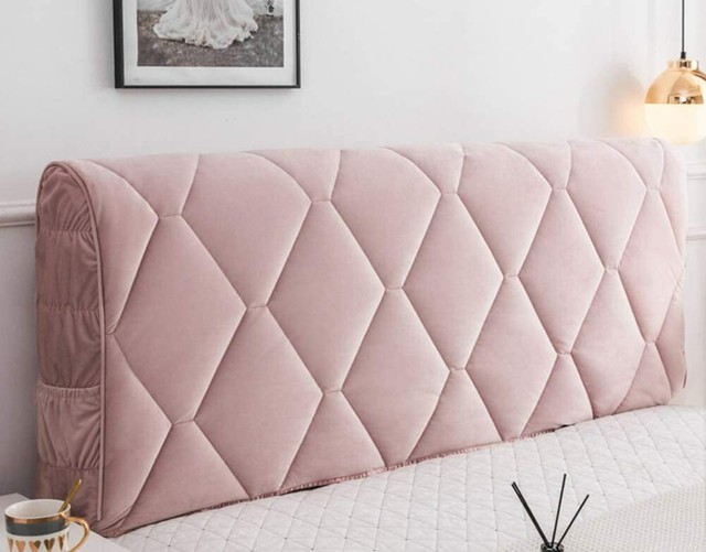 Quilted Plush Bed Headboard Slipcover Protector Stretch Bed Head Covers