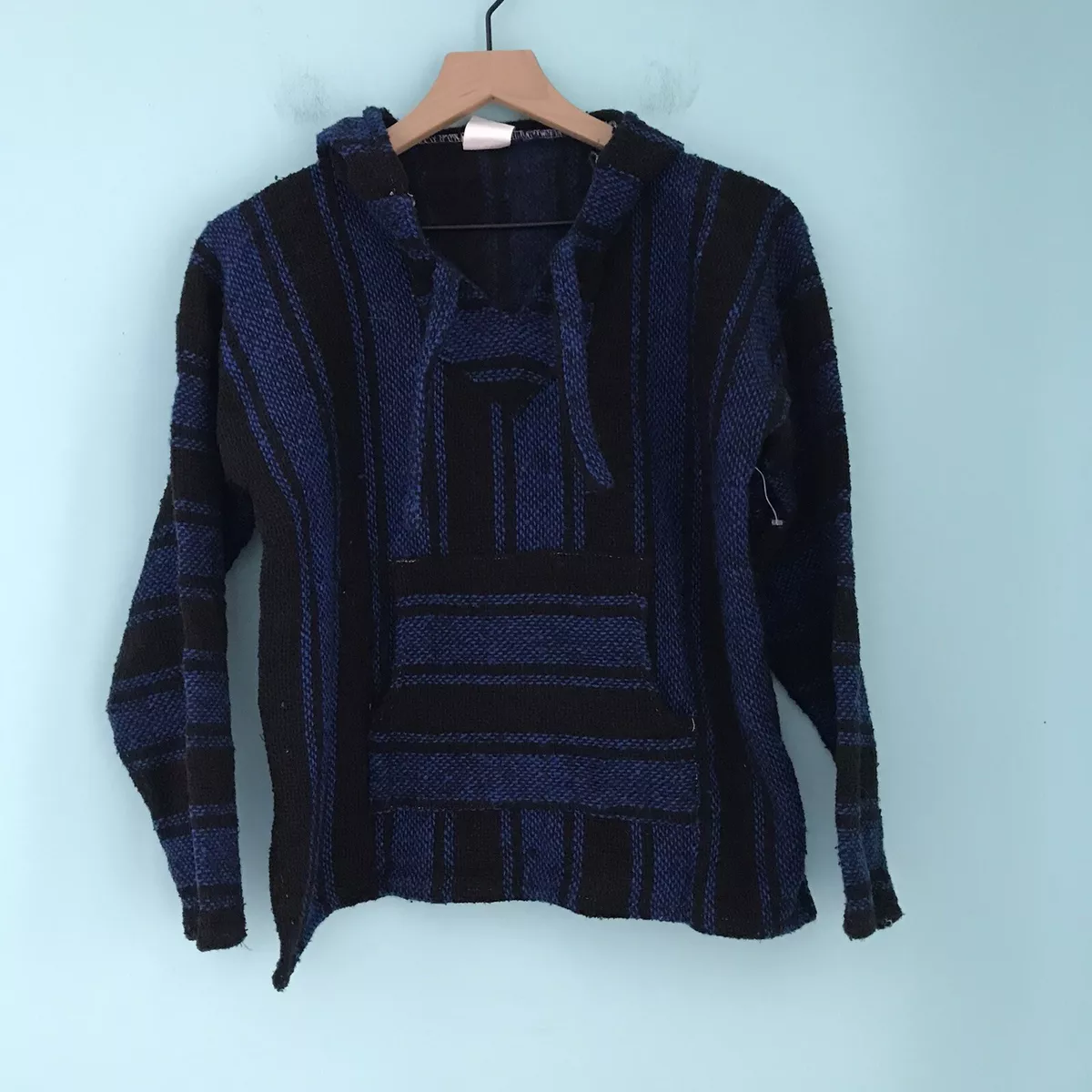 Ragstock Baja Drug Rug Heavy Striped Kangaroo Pocket Pullover