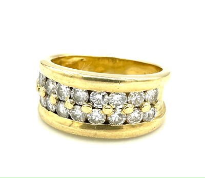Bague Alliance Double Diamants 1,26 Ct - Or 18 Carats - Taille 53 - 7,61 G - Occasion