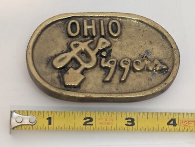 Ohio Diggers Closed Cleveland Based Company Belf Buckle USA 3.75 X 2.5'' VTG BRS