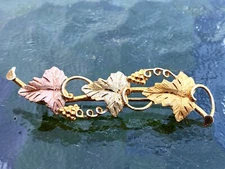 10k Tri-Color Gold Large Black Hills Yellow Green Rose Gold Leaf & Vine Brooch