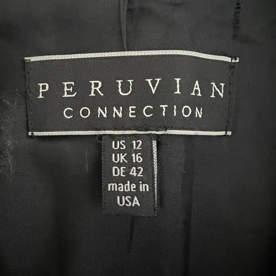 Peruvian Connection Wool Black Gray & White Ombré stripe Coat Size 12 - Image 4 of 4