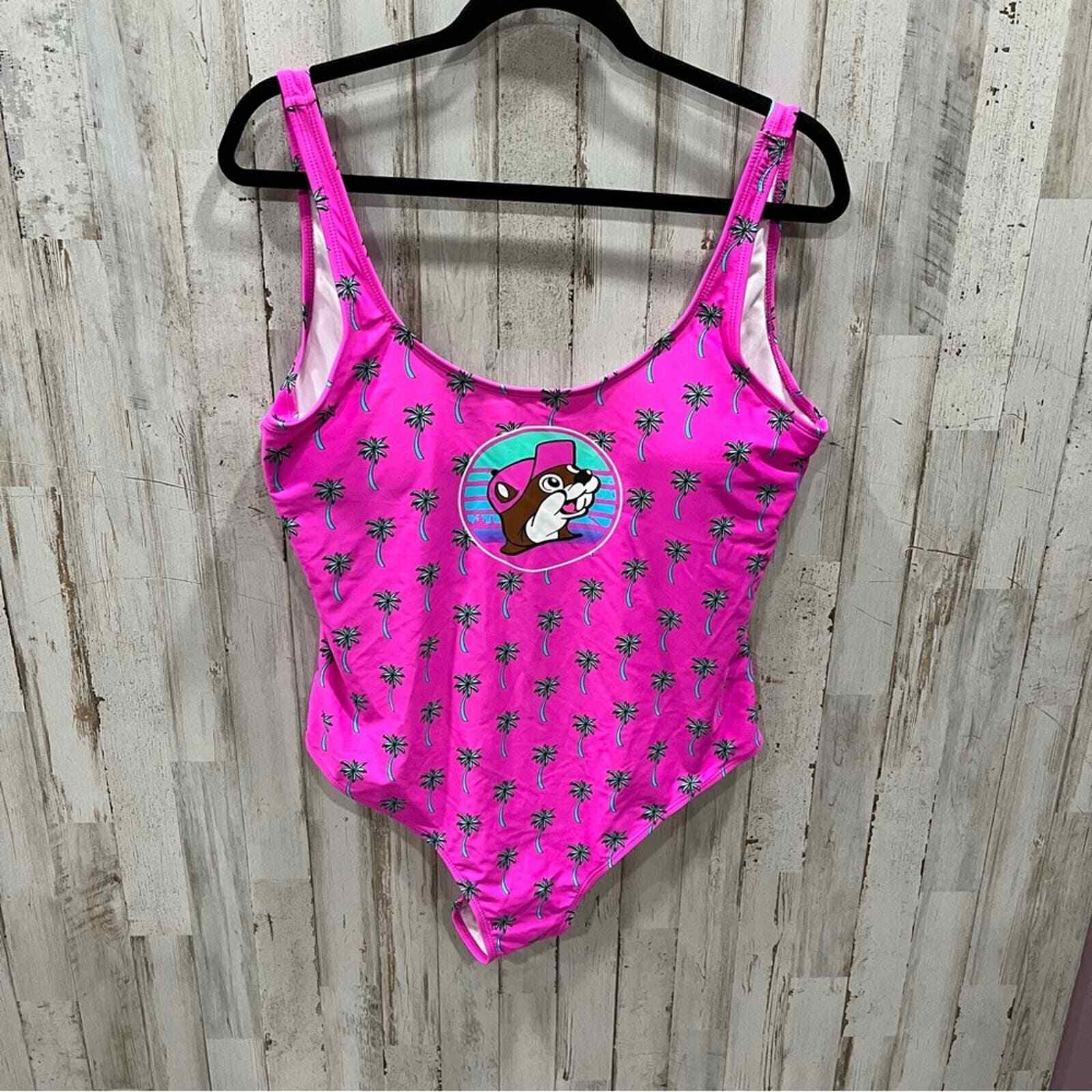 Buc-ees Neon Palm Tree One Piece Swim Suit - Gem