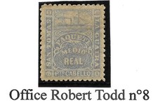 Saint Thomas la Guaira 1864 Office Robert Todd n° Y&T 8 – ½ r bleu gris