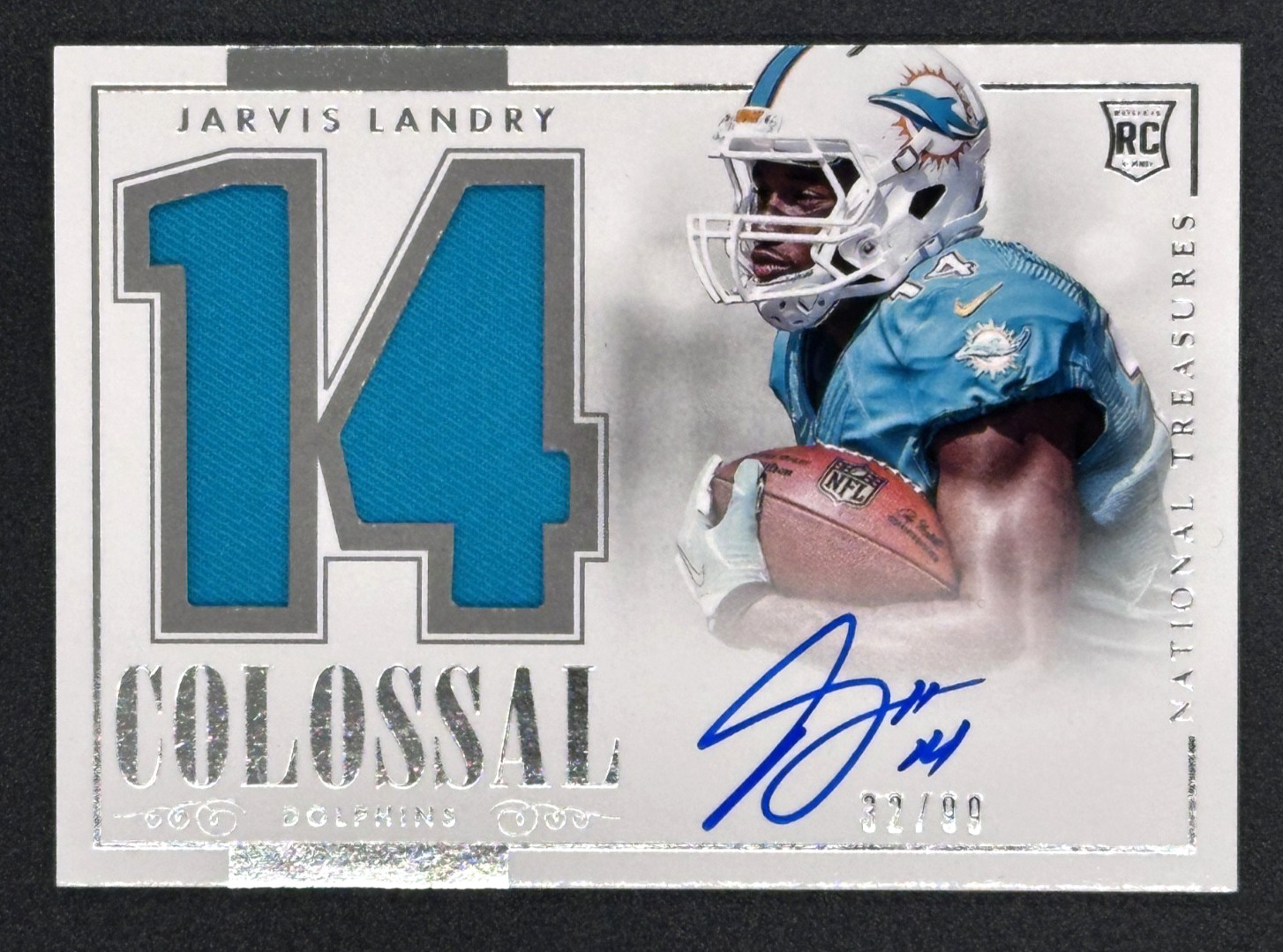 Jarvis Landry Panini National Treasures Rookie Colossal Jersey Number Signature #RCNJL Base