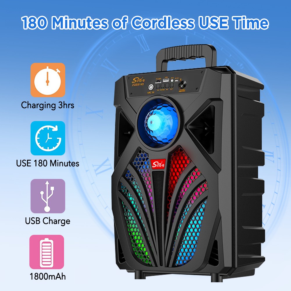 8-Inch Wireless Bluetooth Speaker with Heavy Bass TWS Stereo FM Radio-image