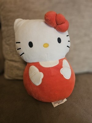 Sanrio Hello Kitty Plush Doll Lovey Pillow Stuffed Animal Red Bow Sewn Eyes 14 