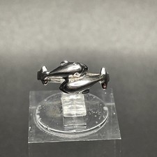 Signed 925 Sterling Silver Two Swimming Dolphins Small Ring - Adjustable
