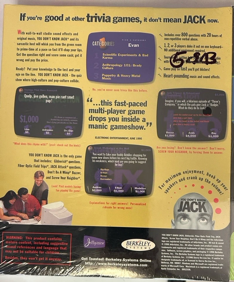 Vintage You  Don't Know Jack and Head Rush Combo Big Box Game -NEW and SEALED!! - Image 4 of 4