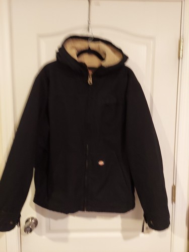 Dickies Jacket Mens Large Navy Sanded Duck Canvas Workwear Sanded Hooded Jacket - Picture 1 of 10