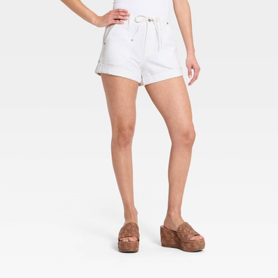 #ad Women Pull on Drawstring High Rise Jeans Shorts Universal Thread $12.99