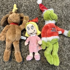 Dr Seuss   The Grinch  Santa Suit Soft Stuffed Plush Aurora Max, Cindy Lou,