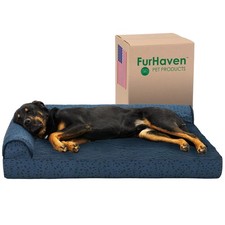 Furhaven Cooling Gel Dog Bed Large - Orthopedic, Washable Cover, L-Shape Chaise