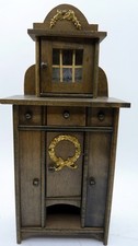 Antique c.1890 German Art Nouveau Wood CABINET 1:12 Dollhouse Miniature