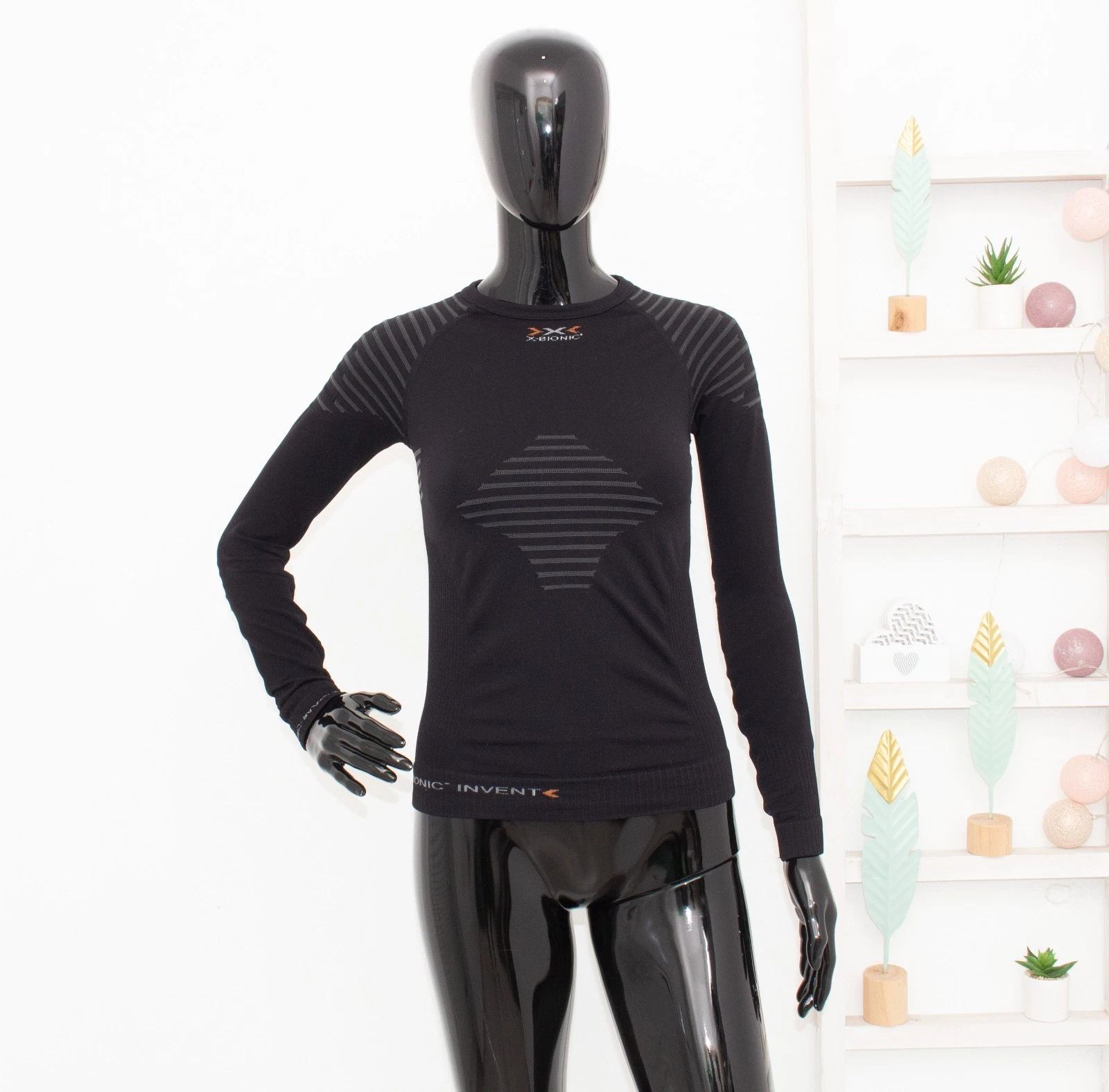 X-Bionic Invent Base Layer Top Long Sleeve Thermal Stretch Black Women's Size S