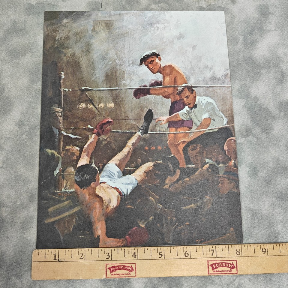 Boxing Ring Knockout Scene Art Print 8x10 c.1955 Vintage-Style Unframed ...