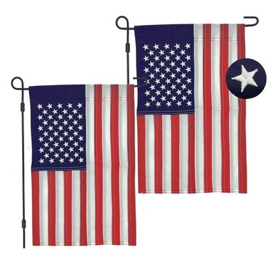 2 Pack American Flag Garden Flags 12x18 Inch, Deluxe Embroidered Stars and Se...