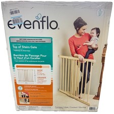 Evenflo Walk-Thru Top of Stairs Baby Gate Natural Wood 48x32 Hardware Mount USA