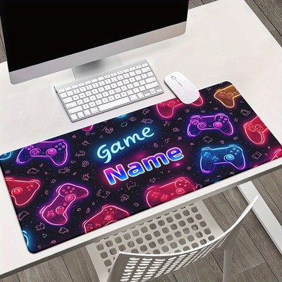 40*90cmCustomizable XXL Gaming Desk Mat with Neon Gamepad Pattern & HD Print - M