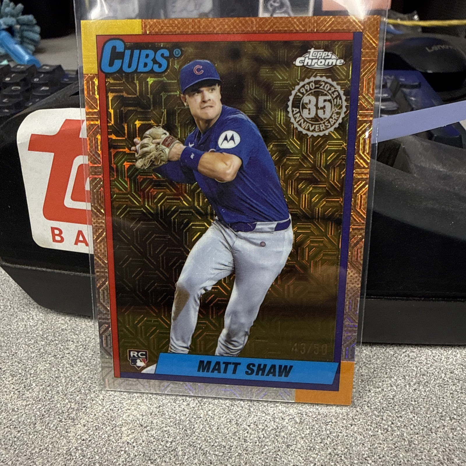 2025 Topps Update Matt Shaw 1990 Chrome Silver Pack Gold RC /50 Cubs
