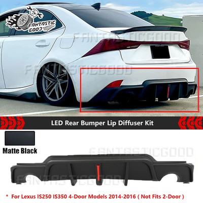 For Lexus IS250 IS350 2014-2016 Unpainted JDM Style LED Rear Bumper Diffuser Kit