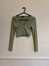 PrettyLittleThing Green Long Sleeve Bodycon Top Size 6 Women’s