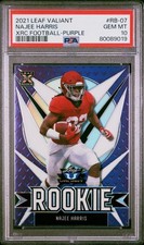 🏈 Najee HARRIS RC *SP /50 Purple* PSA 10 2021 Leaf Valiant #RB-07 POP 8 🔥 Gem