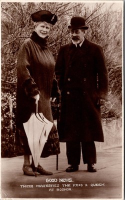 RPPC King George V and Queen Mary at Bognor Vintage Postcard O03