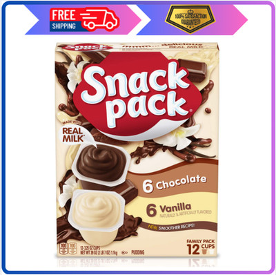 Snack Pack Chocolate & Vanilla Pudding Cups 12 Count   Real Milk, No HFCS