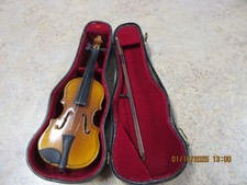 Wooden Miniature Violin with Bow and Case Mini Musical Instrument Violin