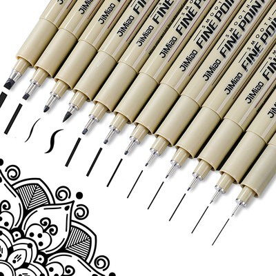 12 Pcs Micro Fineliner Art Drawing Pens, Black Drawing Pens with
