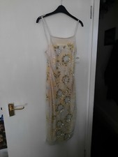 Ladies Evening Dress Size 8 NEW  COLOUR cream /yellow Black And Sequins 