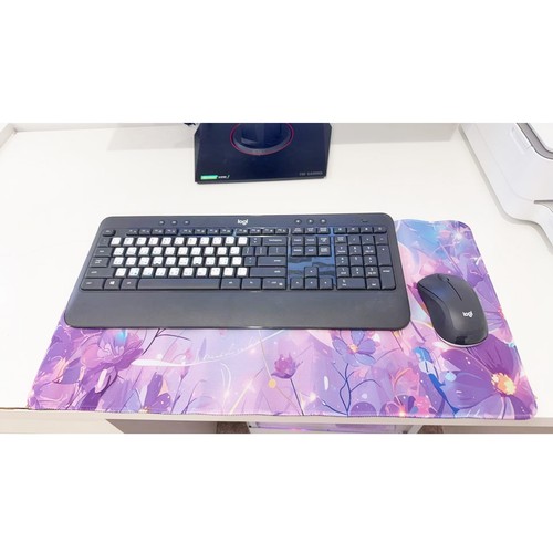 Grand tapis de souris gaming violet pastel à fleurs 23,6"x11,5" tapis antidérapant bureau à domicile - Photo 3/5